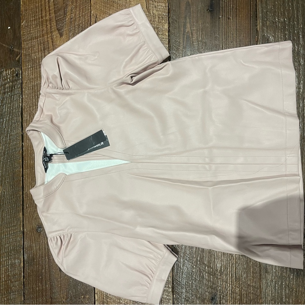 Steve Madden NWT Blush Pink Short Sleeve Leather Top